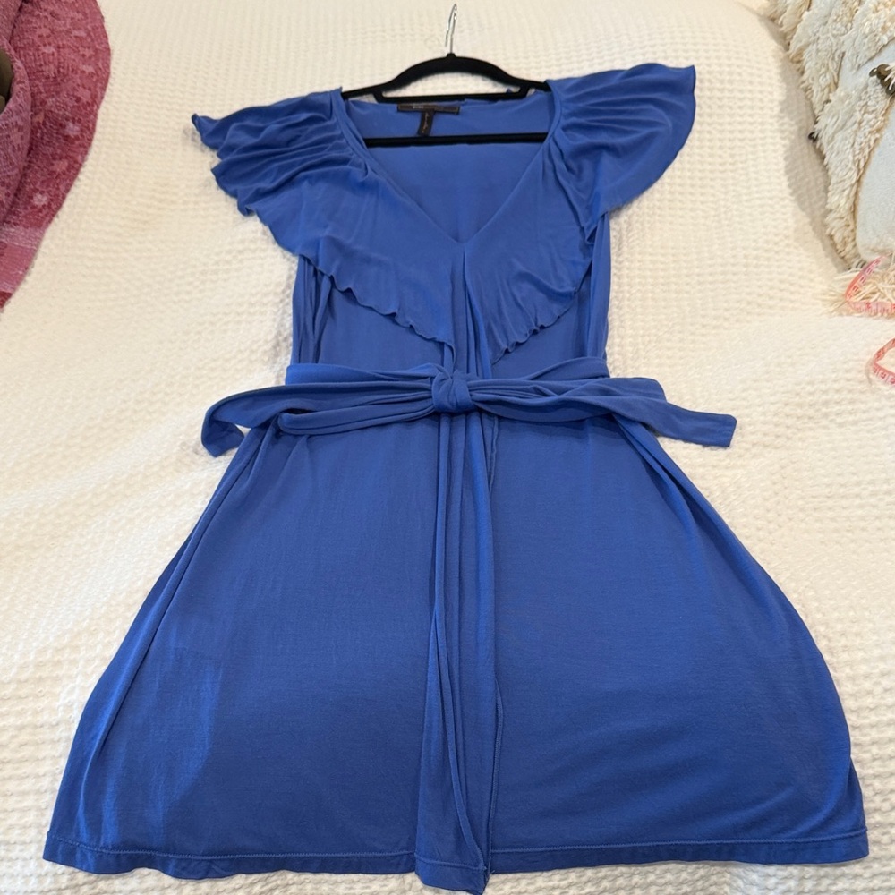 BCBGMaxAzria Blue Ruffle Mini Dress - Picture 2 of 9